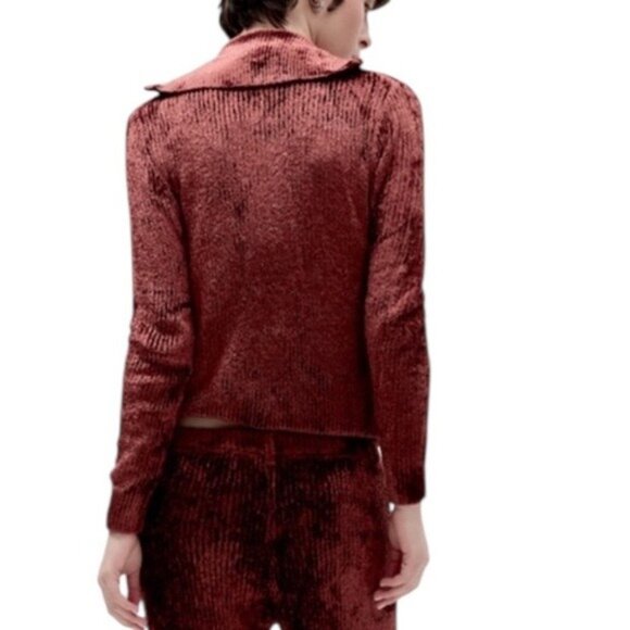 NWT Aya Muse Cyro Top Jacket Full Zip Chenille Fabric in Rust Size M - Picture 4 of 15